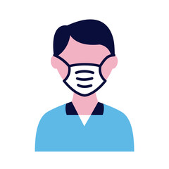 male wearing medical mask flat style icon