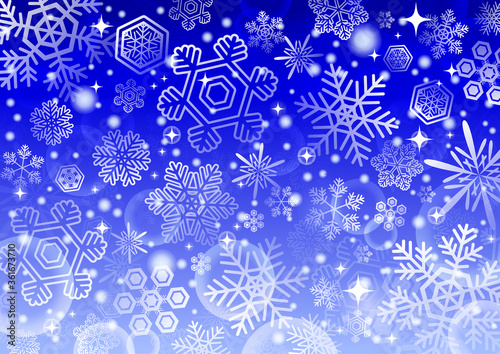 冬 クリスマス素材 雪の結晶の背景イラスト Wall Mural Kinusara