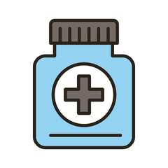 bottle of medicine drugs line and fill style icon