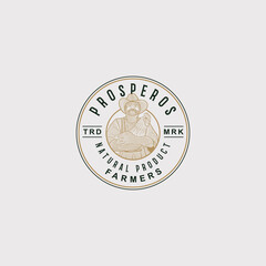 Vintage Farmer Logo Design Illustration