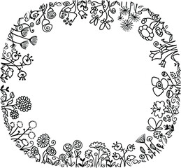vector drawing flower garden border set