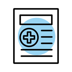 document with medical cross symbol line style