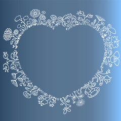vector drawing flower border heart shape