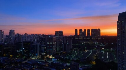 Time-lapse photography of sunset. Sao Paulo city, Brazil. South America. 
