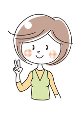 国際手話・ハンドジェスチャー・数字の2（女性）