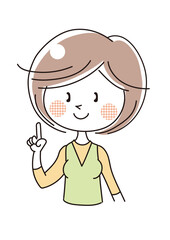 国際手話・ハンドジェスチャー・数字の1（女性）