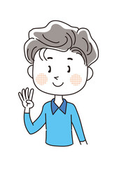 国際手話・ハンドジェスチャー・数字の4（男性）