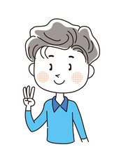 国際手話・ハンドジェスチャー・数字の3（男性）