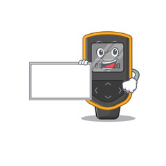 Fototapeta premium Cartoon character style of dive computer holding a white board