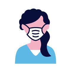 female wearing medical mask flat style icon