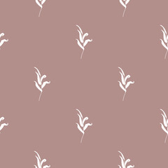 Willow Branch with Leaves Seamless Pattern in a Trendy Minimal Style. Botanical Background. Floral Vector