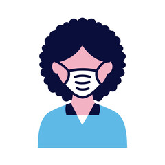 female wearing medical mask flat style icon
