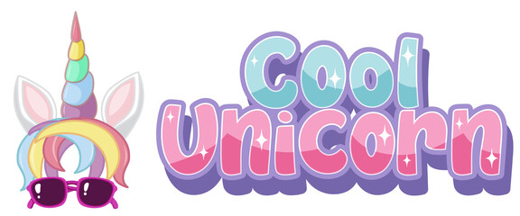 Cool unicorn logo in pastel color with cute unicorn