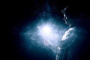 Business and innovation concept . Mixed media