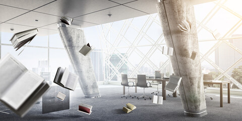 World of books concept . Mixed media