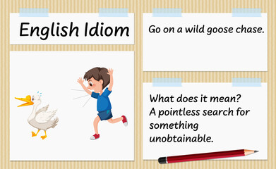 English idiom go on a wild goose chase template © brgfx