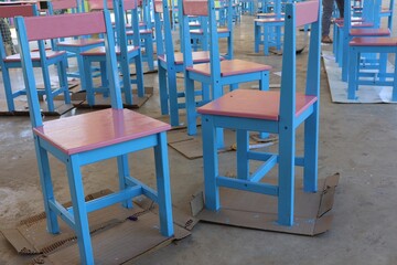 tables and chairs in a restaurant