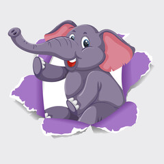 Background template design with wild elephant