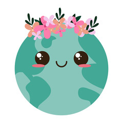 Happy earth planet cartoon