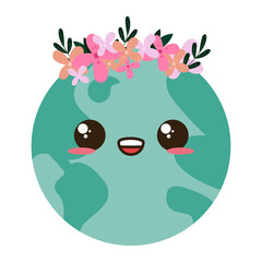 Happy earth planet cartoon