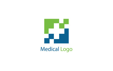 Medical Logo with cross symbol in simple modern shape