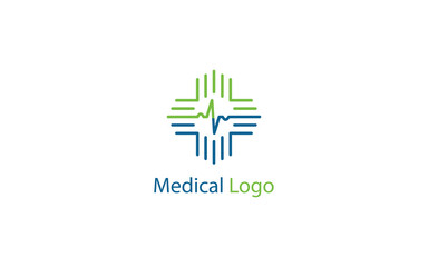 Medical Logo with pulse in simple modern shape