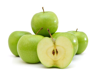 fresh green apples isolated on white background