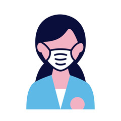female wearing medical mask flat style icon