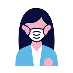 female wearing medical mask flat style icon
