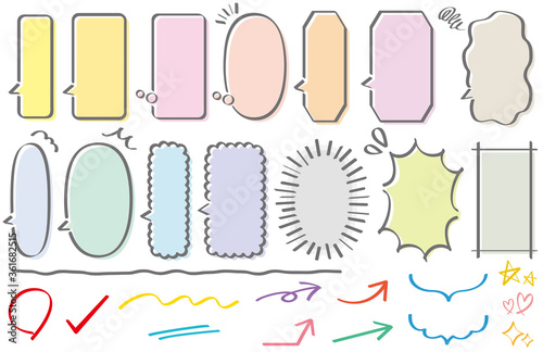 縦のマーカー手描き吹き出しセット カラフル Wall Mural Pico