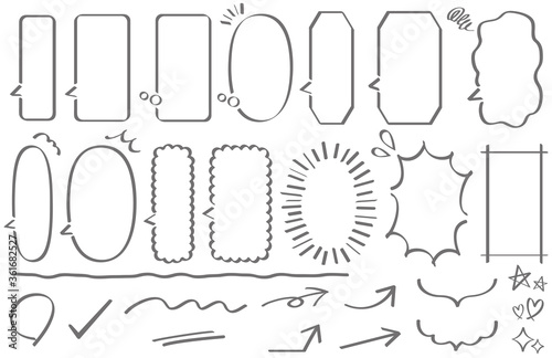 縦の手描き吹き出しセット マーカーの線画 Wall Mural Pico