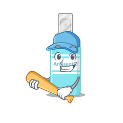 Cool antiseptic caricature picture design playing baseball