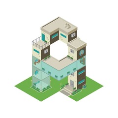 Isometric building alphabet A
