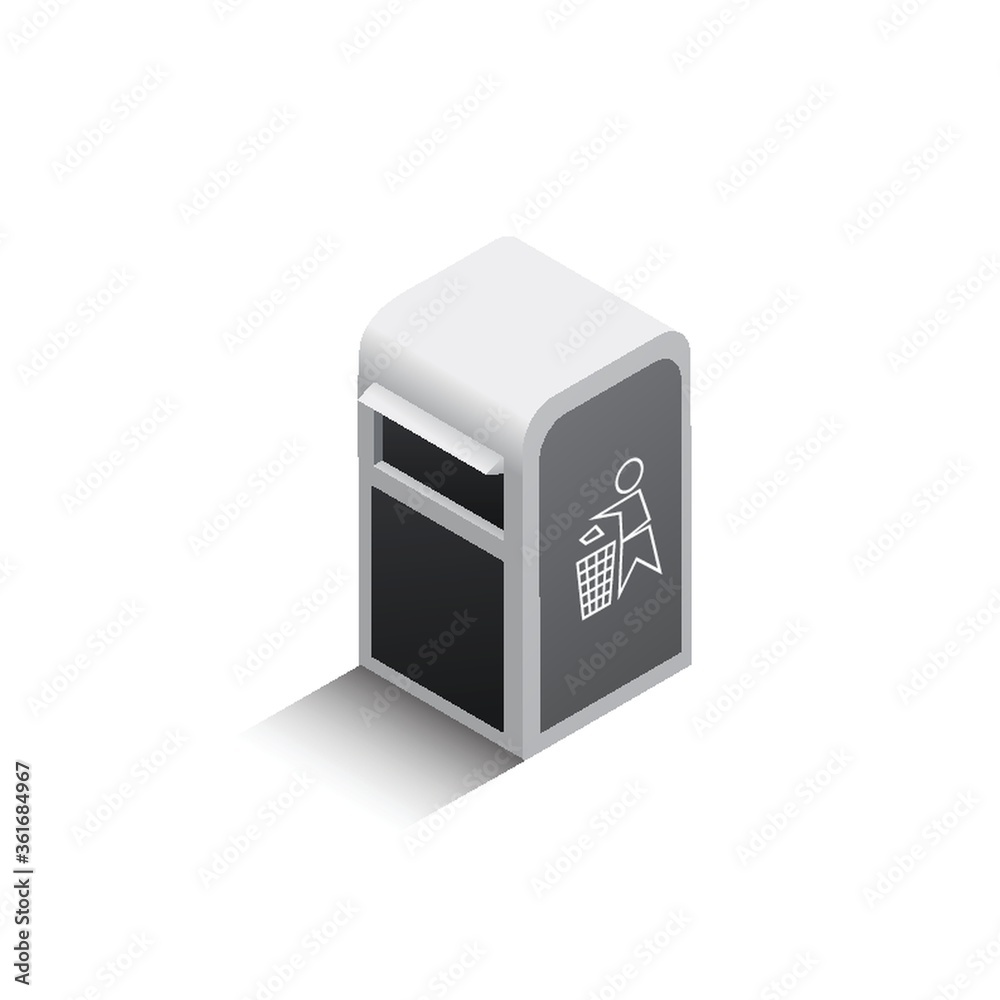 Sticker isometric street trash bin