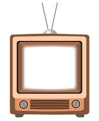 リアルでレトロな可愛いテレビのイラスト 画面オン 