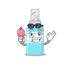 A Caricature design concept of antiseptic with cone ice cream