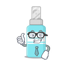 cartoon mascot style of antiseptic Businessman with glasses and tie