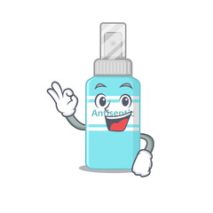 Antiseptic cartoon mascot design with Okay finger poses