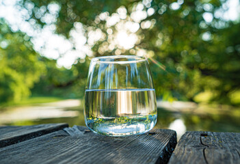 glass of clean water outdoor