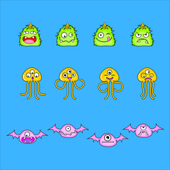 Cute Little Monsters Vector Illustration