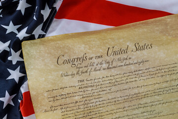 Constitution of the United States of America first of four pages of the National Archives in the...