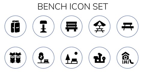 Modern Simple Set of bench Vector filled Icons