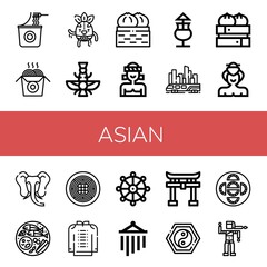 asian simple icons set