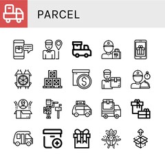 parcel simple icons set