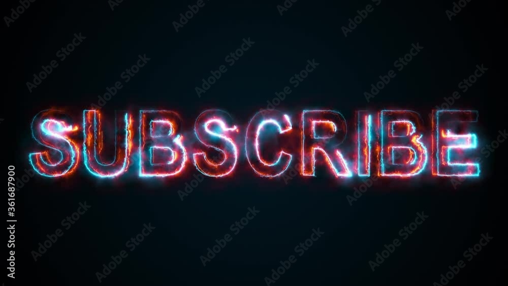 Poster the burning inscription subscribe on a screen on the internet. 3d rendering text. computer generated