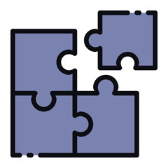 Puzzle. icon with dashed line style and perfect pixels. Suitable for website design, logos, applications and UI.