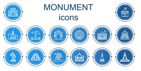 Editable 14 monument icons for web and mobile