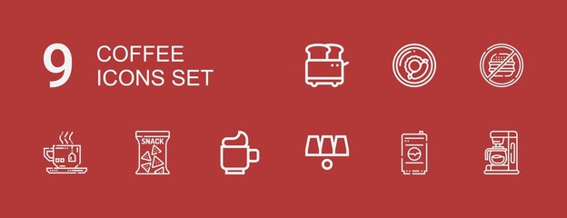 Editable 9 coffee icons for web and mobile
