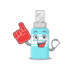 Antiseptic in cartoon picture design with Foam finger