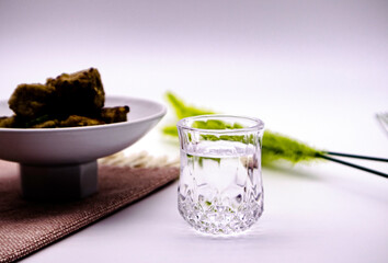 A glass of water in a white background. Healthy drinking water in clear glass.